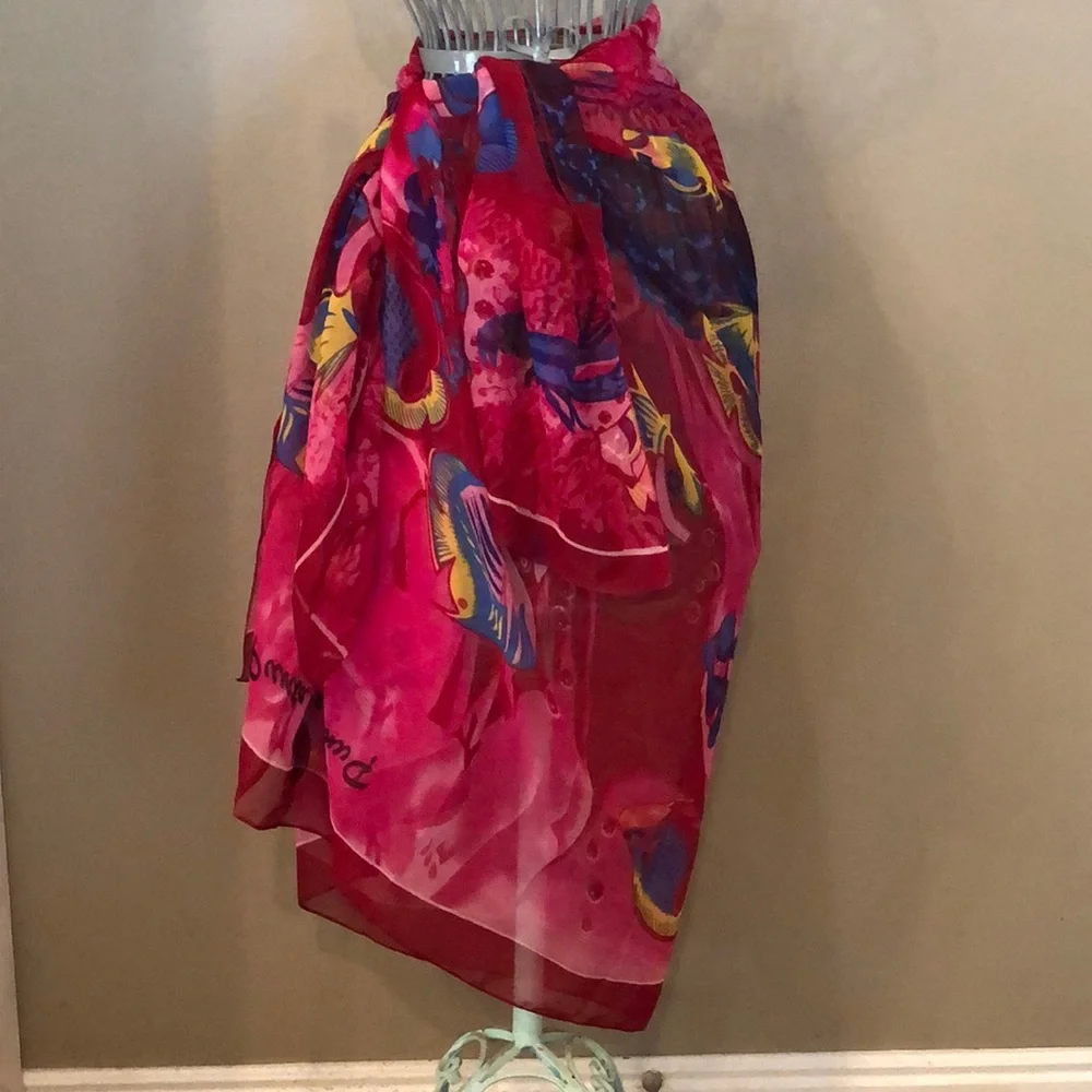Vibrant Pink Beach Fish Swim Coverup Wrap